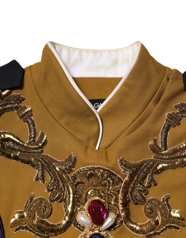 Dolce & Gabbana Yellow Crystal Cross Runway Vest Jacket Top