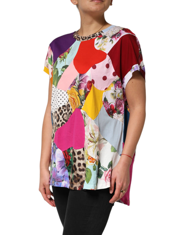 Dolce & Gabbana Multicolor Patchwork Cotton Silk Blouse Top