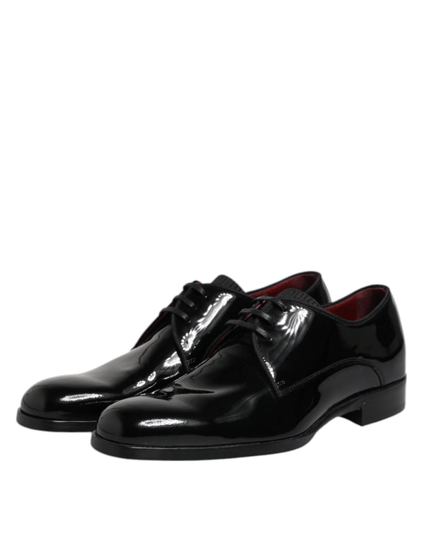 Dolce & Gabbana Black Leather Lace Up Men Derby Formal Shoes