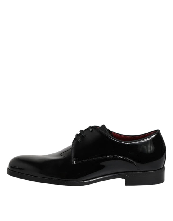 Dolce & Gabbana Black Leather Lace Up Men Derby Formal Shoes