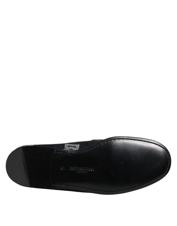 Dolce & Gabbana Blue Logo Cotton Loafers Formal Dress Shoes