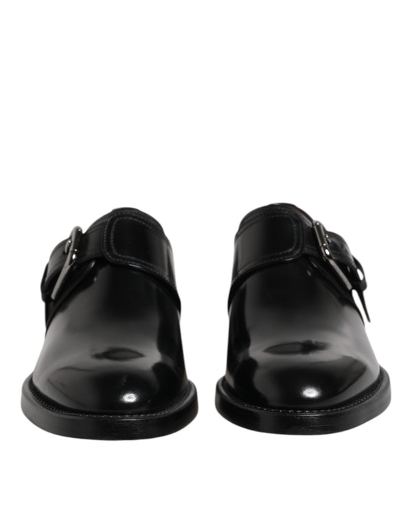 Dolce & Gabbana Black Leather Monk Strap Derby Formal Shoes