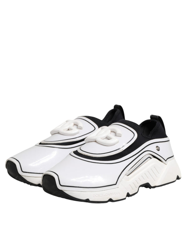 Dolce & Gabbana White Black Logo Plaque Daymaster Men Sneakers Shoes
