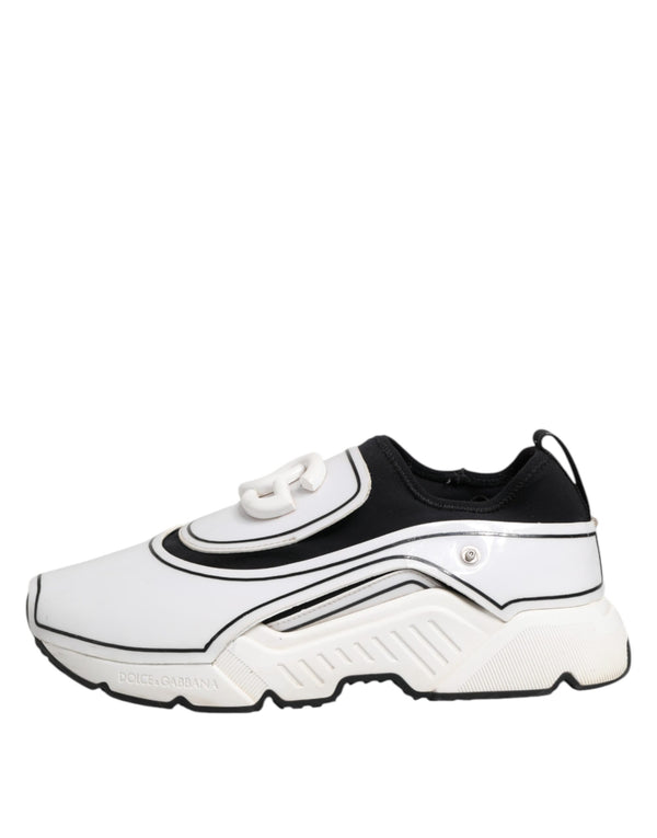 Dolce & Gabbana White Black Logo Plaque Daymaster Men Sneakers Shoes