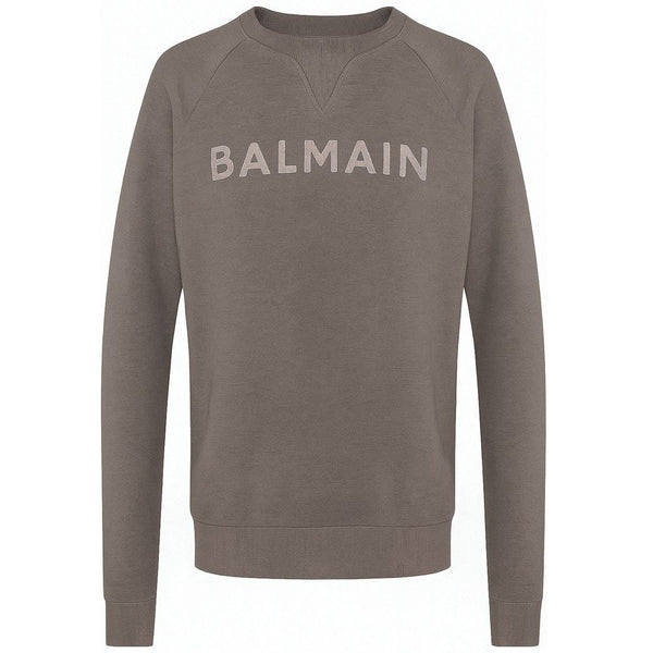 Balmain Gray Cotton Men Sweater