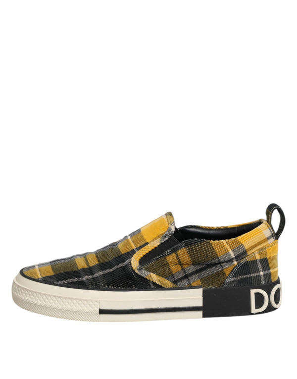Dolce & Gabbana Multicolor Portofino Tartan Check Sneakers Shoes