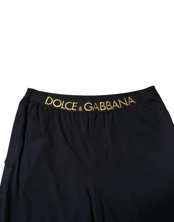 Dolce & Gabbana Black Modal Spandex Straight Logo Trouser Pants