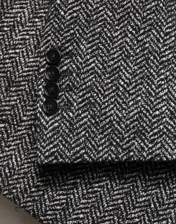 Dolce & Gabbana Black White Double Breasted Men Suit Blazer