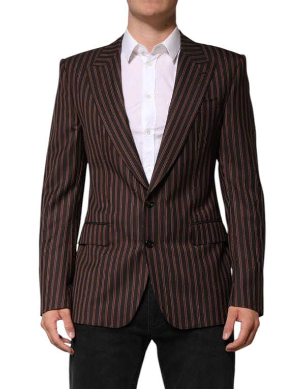 Dolce & Gabbana Black Brown Stripe Single Breasted Blazer