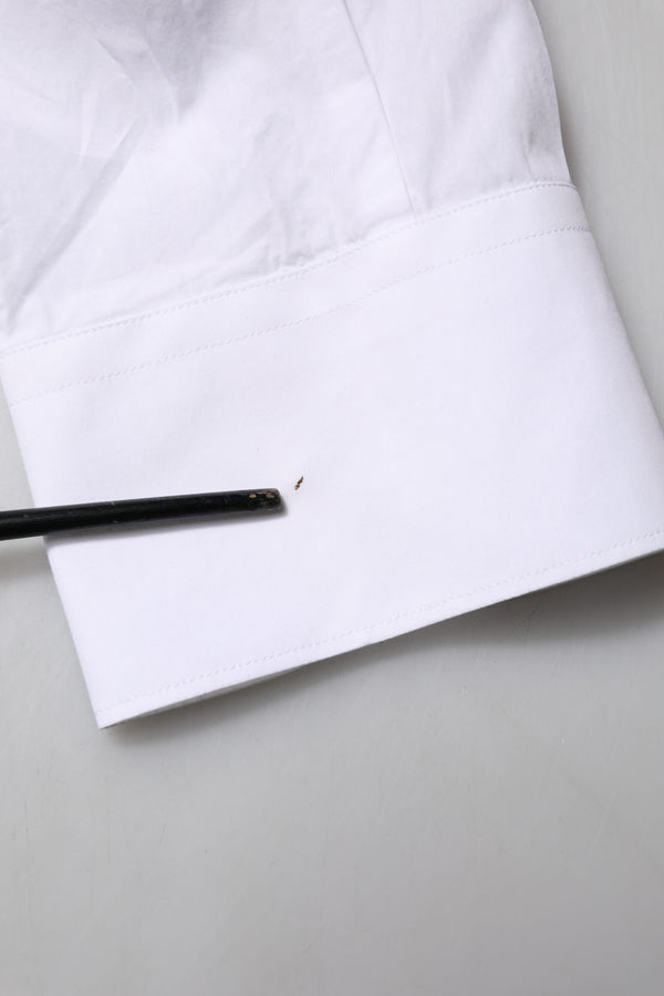 Dolce & Gabbana White Bib Cotton Poplin GOLD Men Formal Shirt