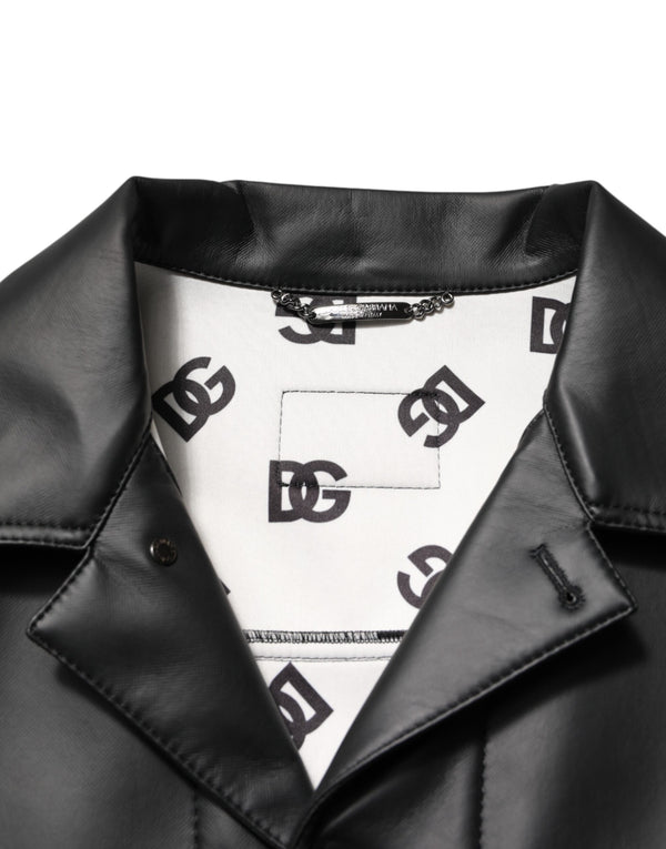 Dolce & Gabbana Black Polyester Button Down Biker Jacket