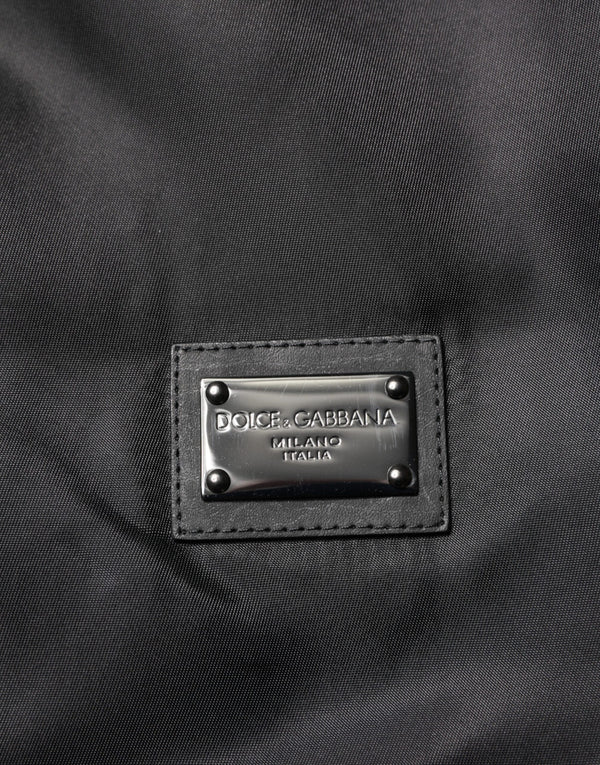Dolce & Gabbana Black Polyester Logo Plaque Bomber Jacket