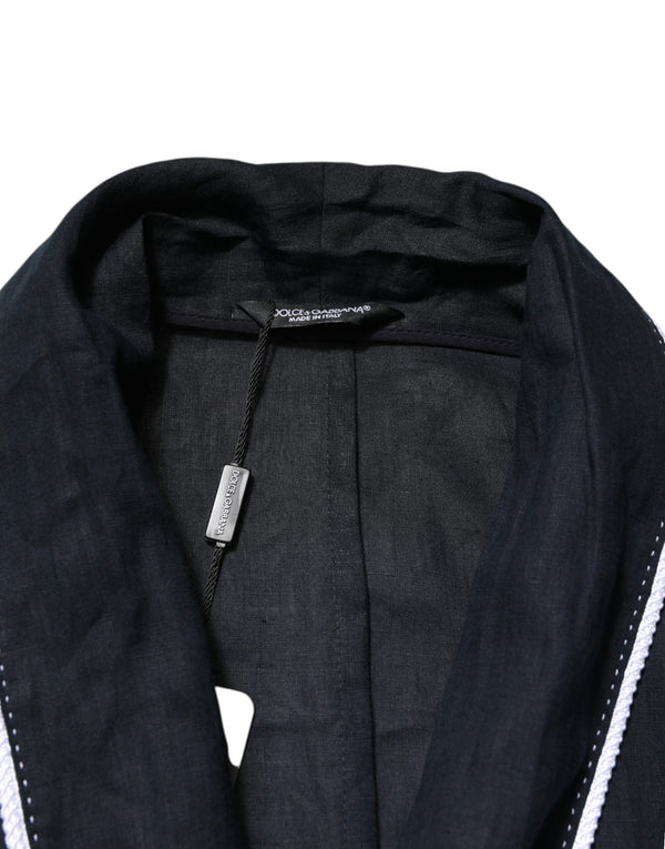 Dolce & Gabbana Dark Blue DG Embroidery Jacket Robe Blazer