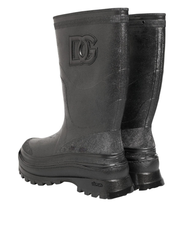 Dolce & Gabbana Metallic Gray Pull On Rain Boots Shoes