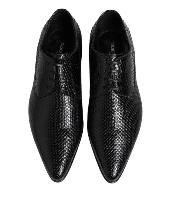 Dolce & Gabbana Black Exotic Leather Lace Up Derby Shoes