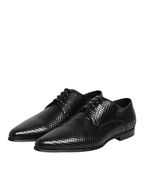Dolce & Gabbana Black Exotic Leather Lace Up Derby Shoes