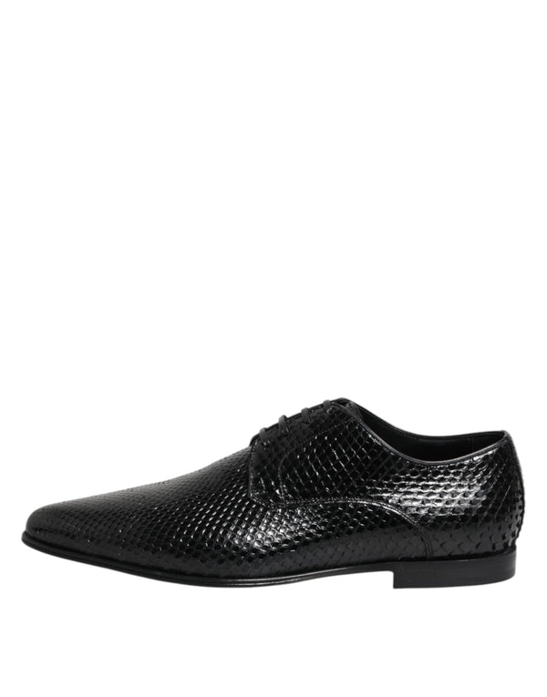 Dolce & Gabbana Black Exotic Leather Lace Up Derby Shoes