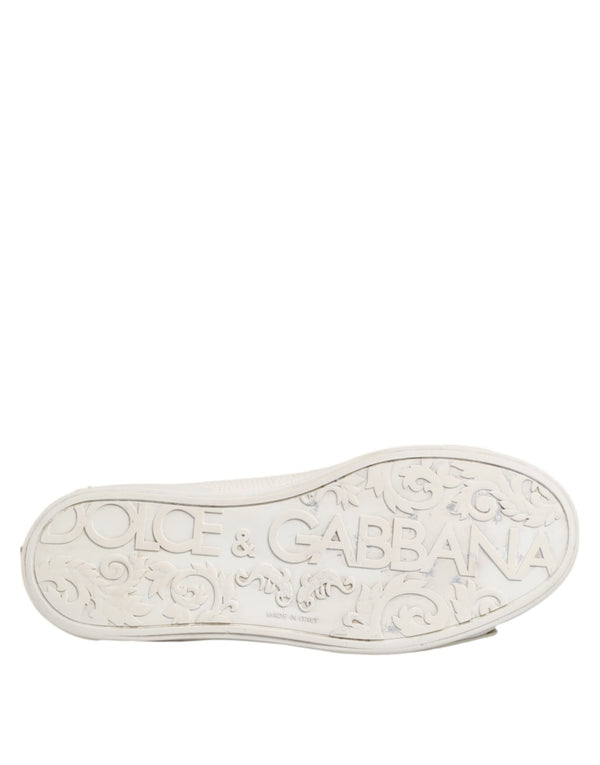 Dolce & Gabbana White Leather Mid Top Sneakers Shoes