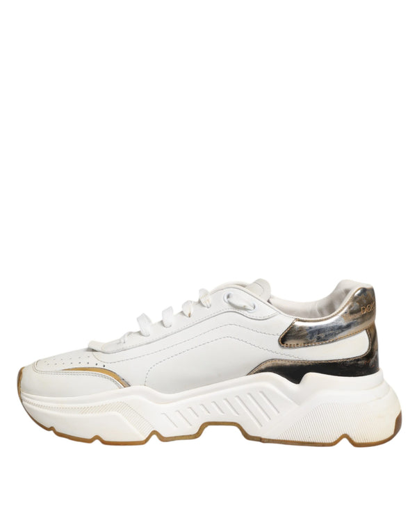 Dolce & Gabbana White Daymaster Leather Low Top Sneakers Shoes