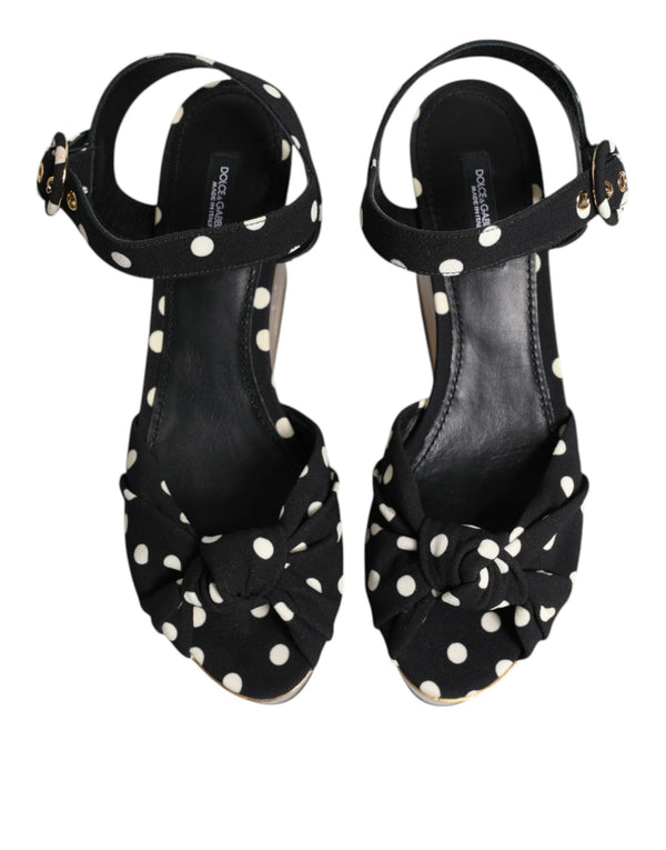 Dolce & Gabbana Multicolor Fish Polka Dot Wedge Sandals Shoes