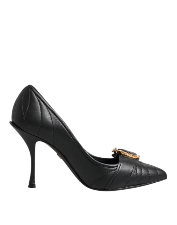 Dolce & Gabbana Black Devotion Leather Heels Pumps Shoes