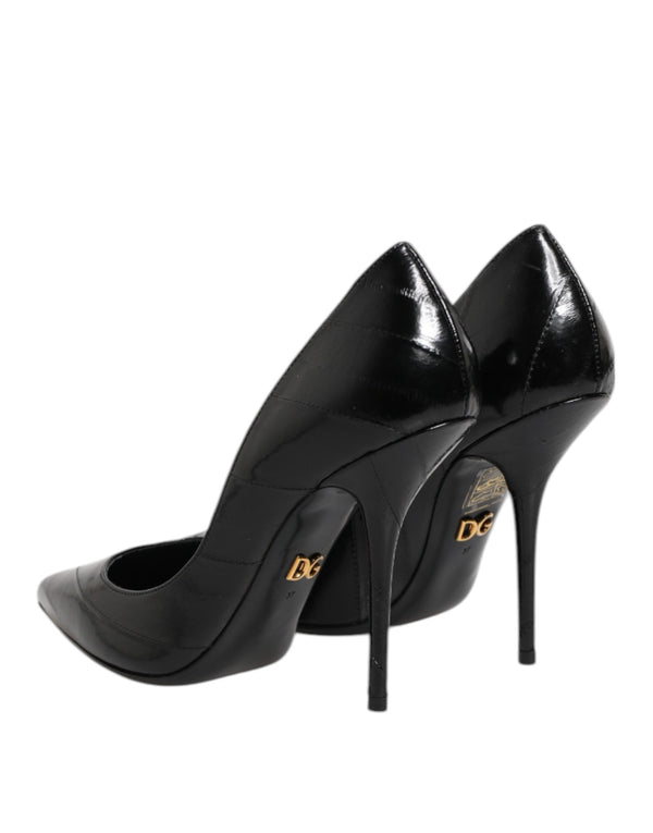 Dolce & Gabbana Black Leather Stiletto High Heels Pumps Shoes