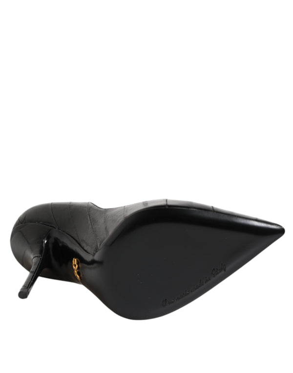 Dolce & Gabbana Black Leather Stiletto High Heels Pumps Shoes