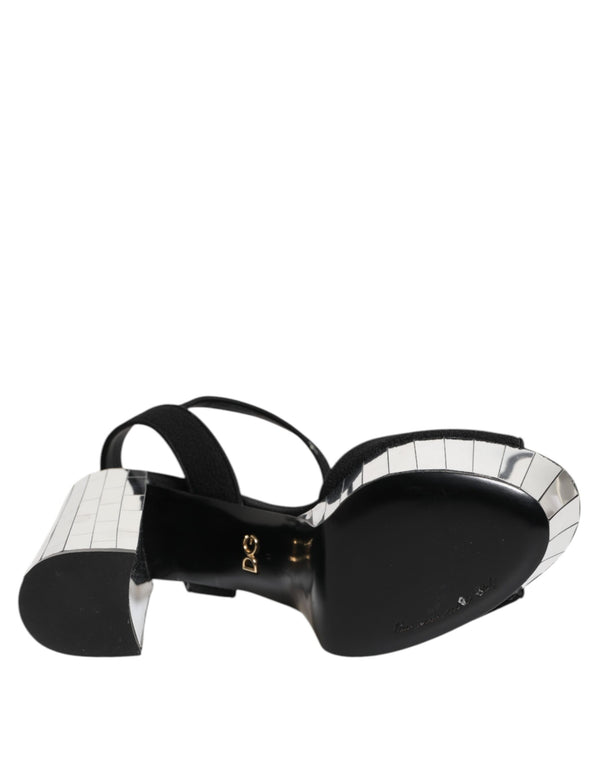 Dolce & Gabbana Black Crystal Ankle Strap Keira Sandal Shoes