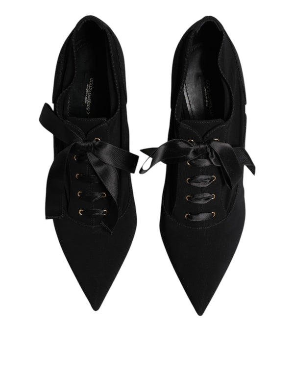 Dolce & Gabbana Black Lace Up Stiletto Heels Pumps Shoes