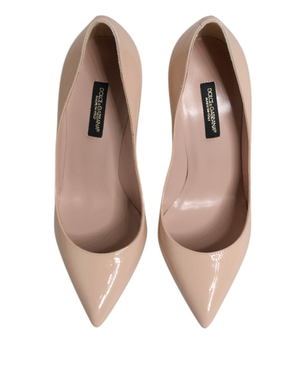 Dolce & Gabbana Beige Patent Leather Stiletto Heel Pumps Shoes