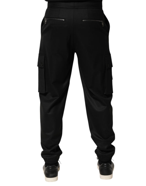 Dolce & Gabbana Solid Black Cargo Jogger Men Sweatpants Pants