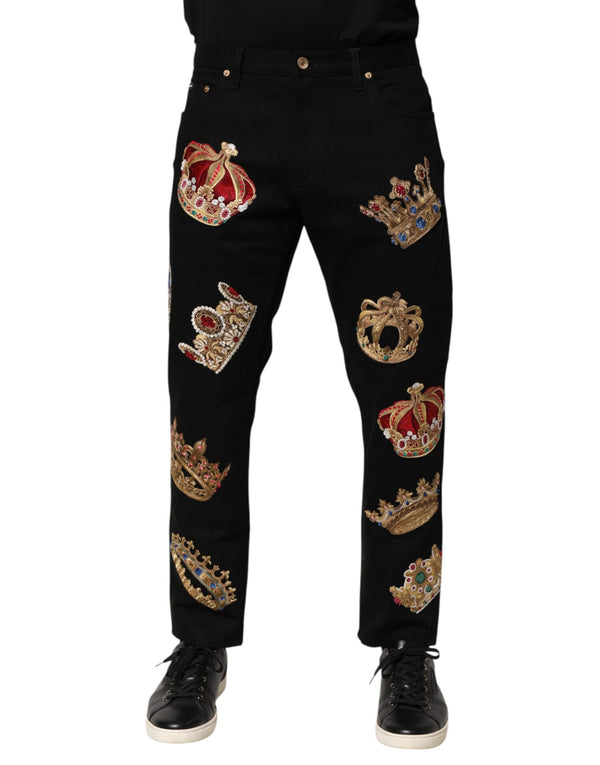 Dolce & Gabbana Black Baroque Royal Men Dress Trouser Pants