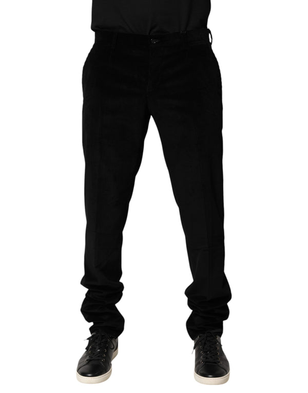 Dolce & Gabbana Black Cotton Men Dress Formal Trouser Pants