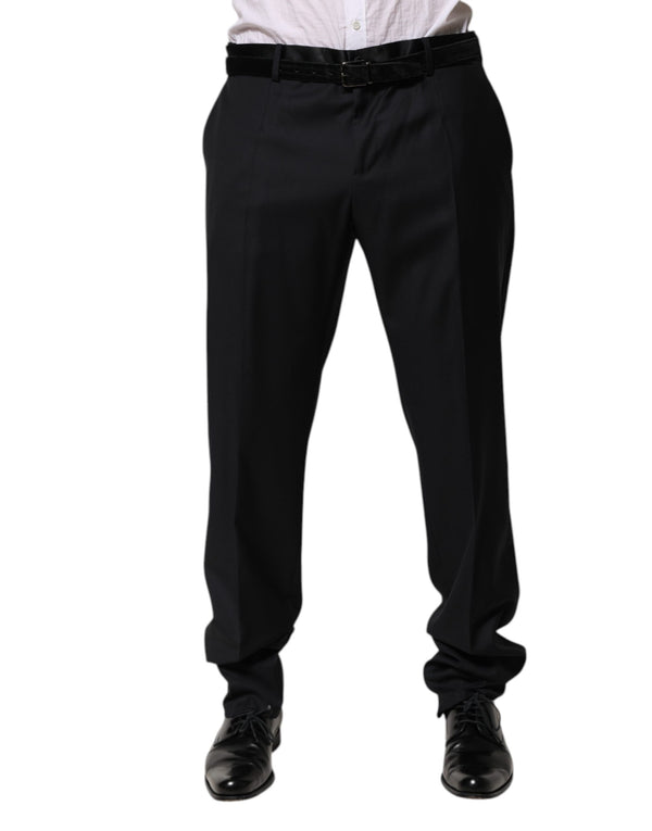 Dolce & Gabbana Black Wool Men Formal Dress Trouser Pants
