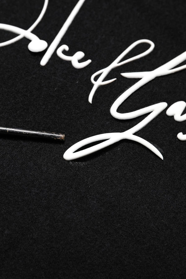 Dolce & Gabbana Black Hooded Logo Print Sweatshirt Sweater