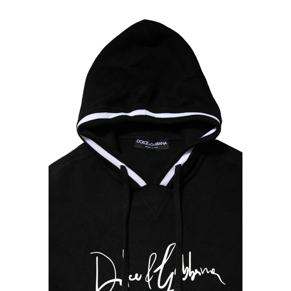 Dolce & Gabbana Black Hooded Logo Print Sweatshirt Sweater