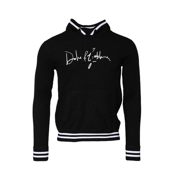 Dolce & Gabbana Black Hooded Logo Print Sweatshirt Sweater