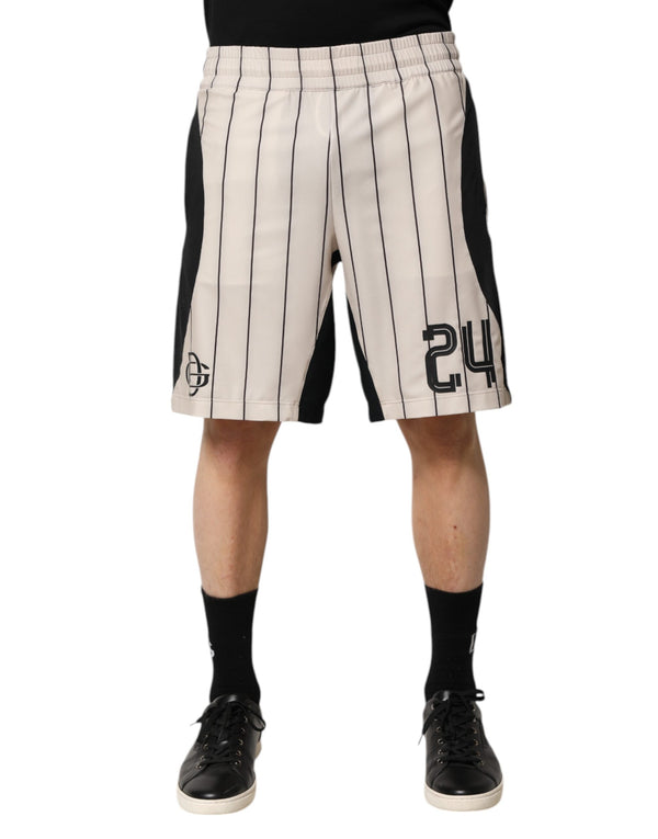 Dolce & Gabbana Off White Polyester DG Logo Sweatshorts Shorts