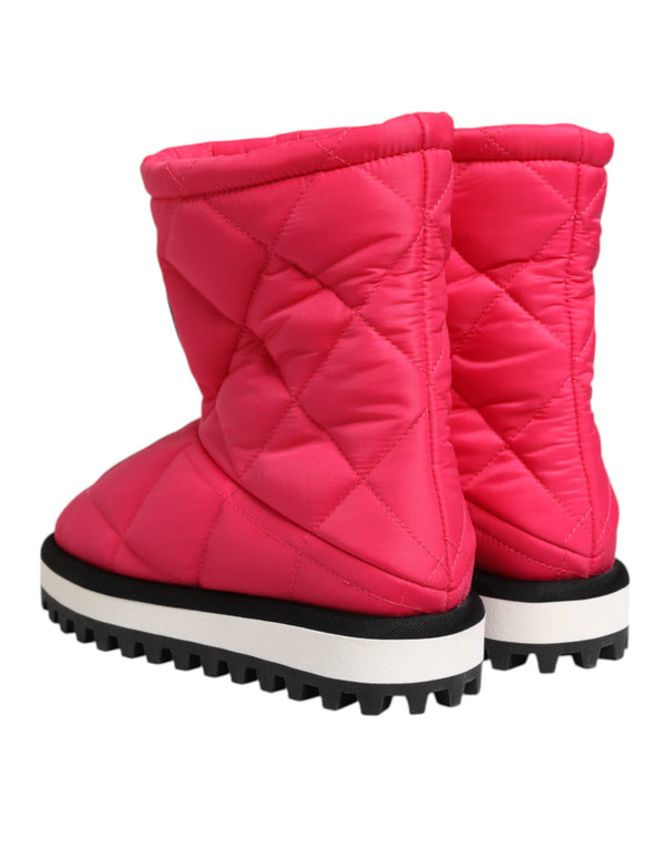 Dolce & Gabbana Pink White Viscose Padded Mid Calf Boots Shoes