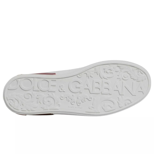 Dolce & Gabbana White Red Leather Logo Portofino Sneaker