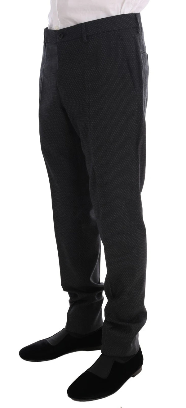 Dolce & Gabbana Gray Patterned Wool 3 Piece Slim Suit