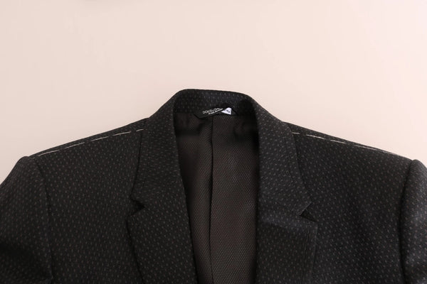 Dolce & Gabbana Gray Patterned Wool 3 Piece Slim Suit