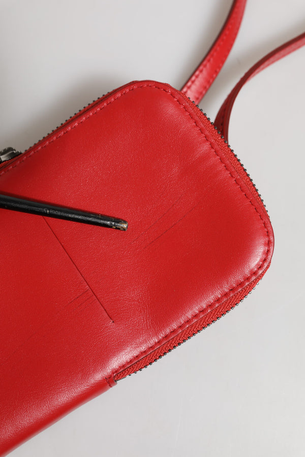 Dolce & Gabbana Red Leather Purse Phone Sling Crossbody Neck Strap Bag