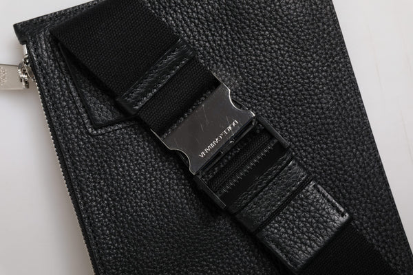 Dolce & Gabbana Black Leather Logo Embossed Waist Fanny Pack Bag