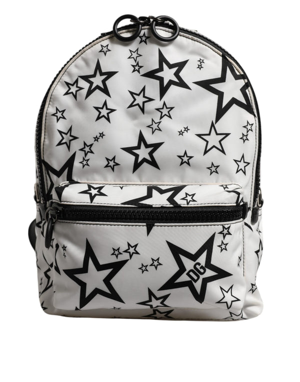Dolce & Gabbana White DG Stars Print Nylon Travel Backpack Bag