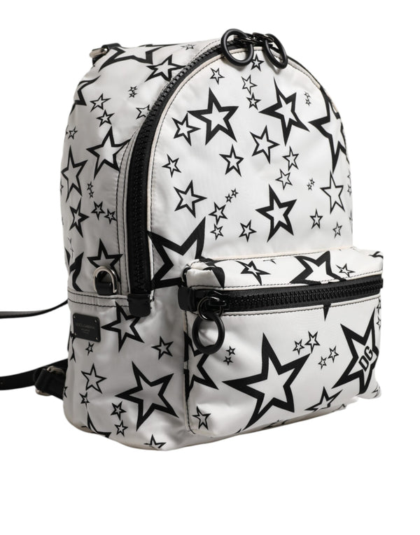 Dolce & Gabbana White DG Stars Print Nylon Travel Backpack Bag