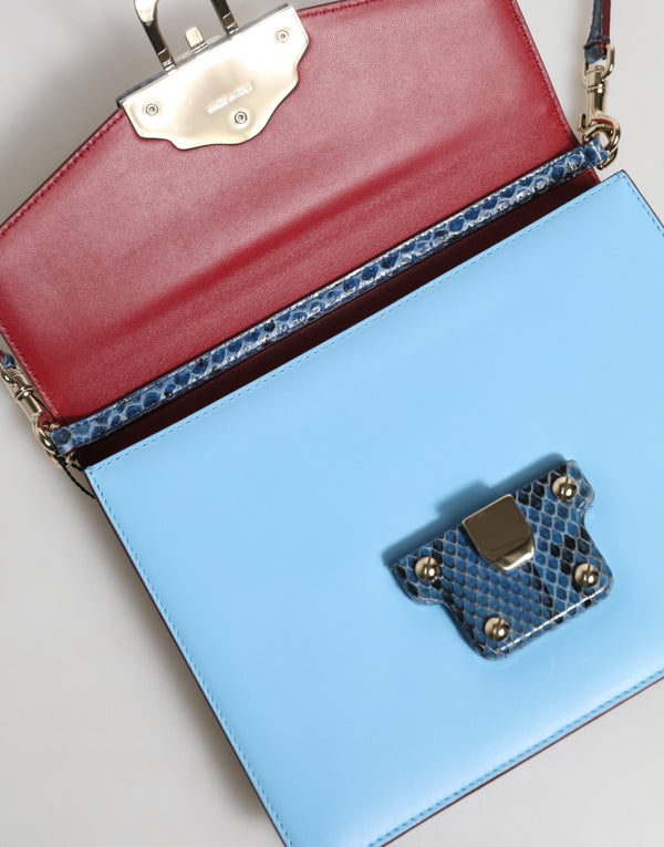 Dolce & Gabbana Blue Beige Exotic Leather LUCIA Crossbody Bag