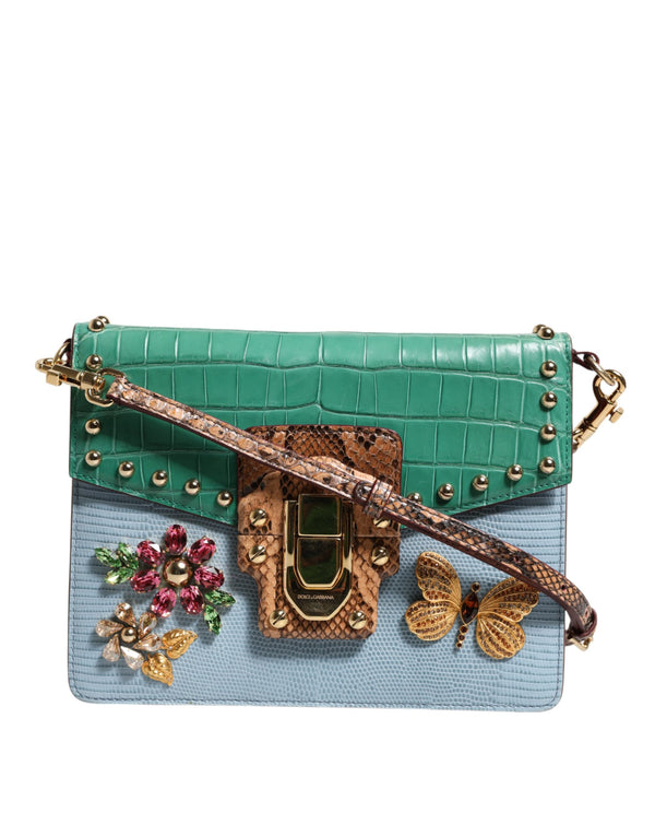 Dolce & Gabbana Blue Green LUCIA Embellished Crossbody Bag
