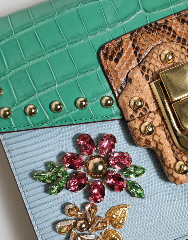 Dolce & Gabbana Blue Green LUCIA Embellished Crossbody Bag
