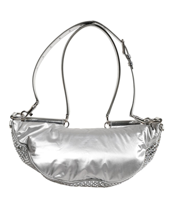 Dolce & Gabbana Silver Crystal-Embellished Belt Strap Bag
